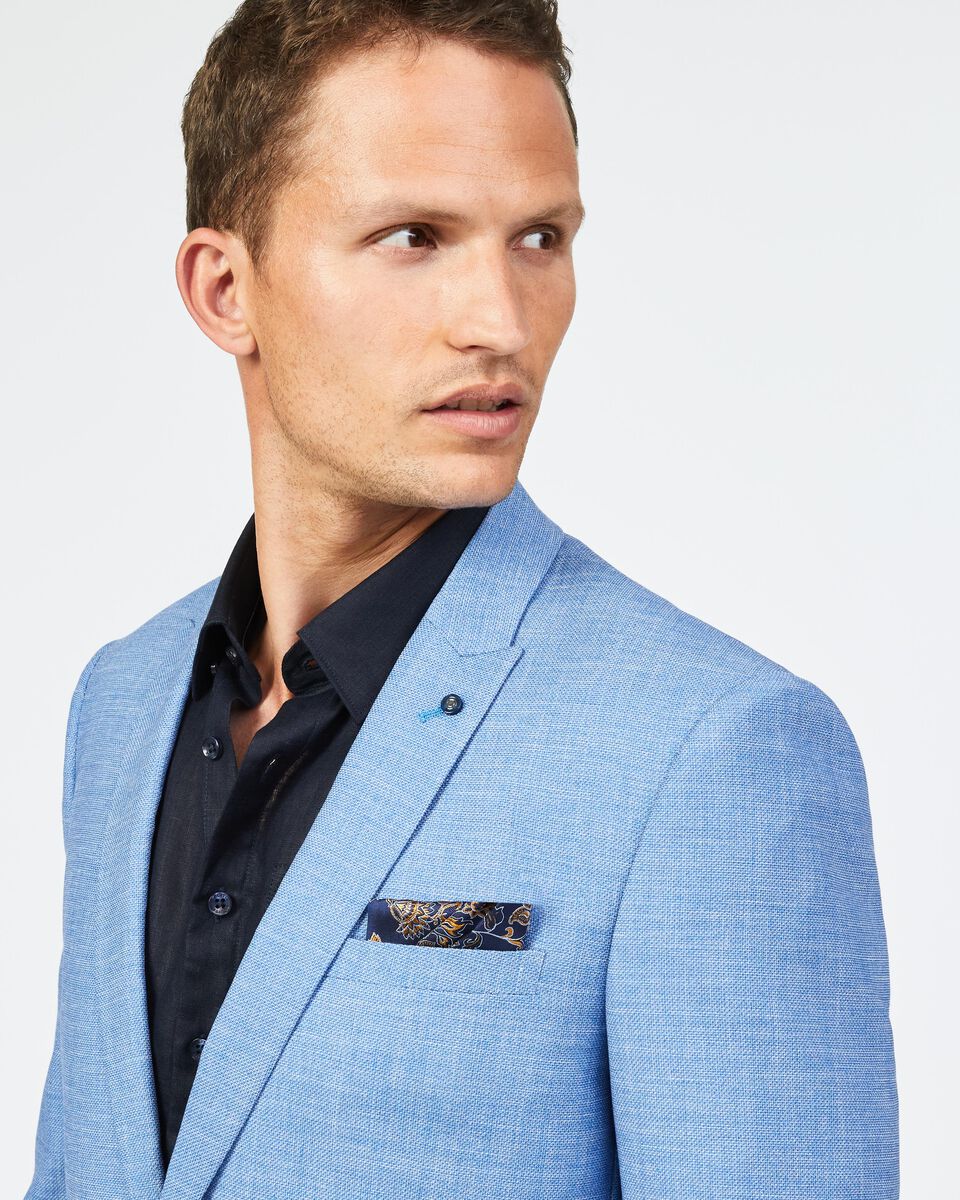 Slim Stretch Textured Tailored Blazer, Sky Blue, hi-res